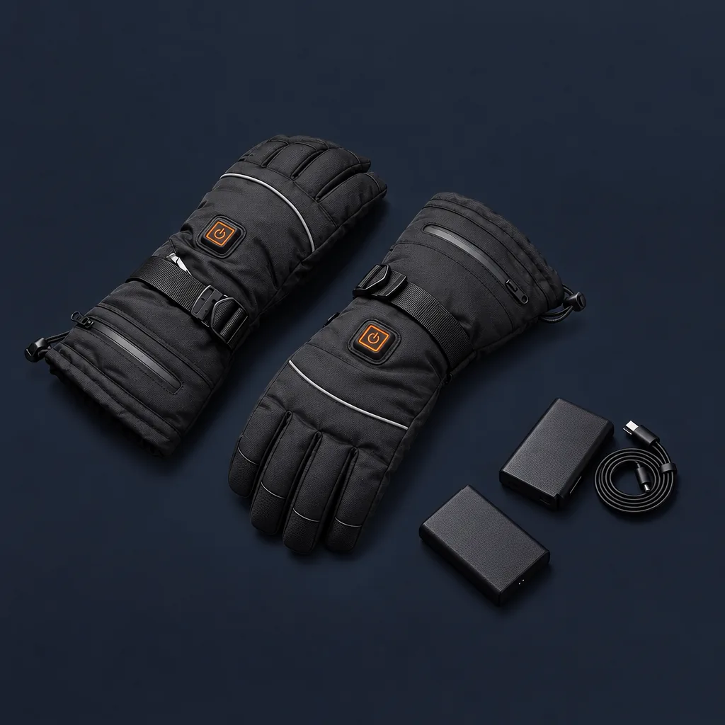Rechargeable heated gloves with 2 batteries